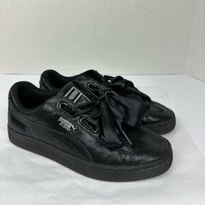 Puma Basket Heart Black Sneakers Sz‎ 8 Women Satin
Ribbon Lace Classic